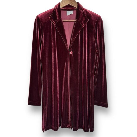 Vintage Rabbit Rabbit Rabbit Velvet Duster in Deep Red, size 4P, flawless! - Picture 2 of 8